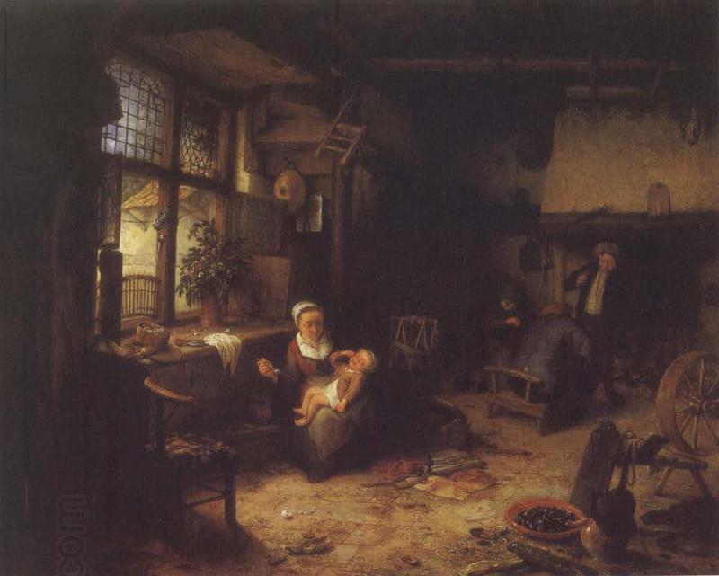 Adriaen van ostade Interior with Peasants oil painting picture